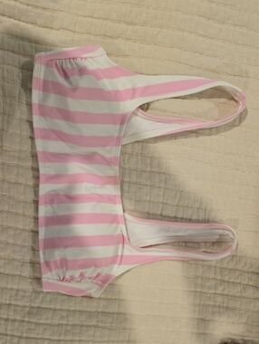 Stoney Clover Lane Pink and White Striped Bikini Top
